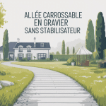 illustration allée carrossable gravier sans stabilisateur jardin