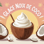 glace noix de coco maison dans décor estival