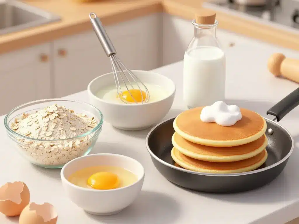 préparation pancake farine d avoine en cuisine