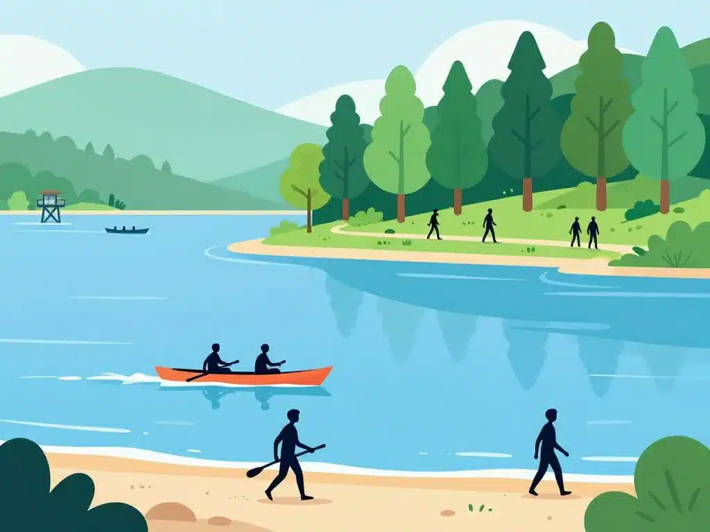 Activités au barrage de Grangent, baignade, canoë et randonnée sur le lac