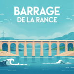 Illustration stylisée barrage de Rance titre central