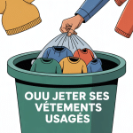 Dans quelle poubelle jeter les vêtements usagés, dépôt sac borne collecte