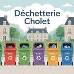 Déchetterie Cholet illustration moderne tri bennes