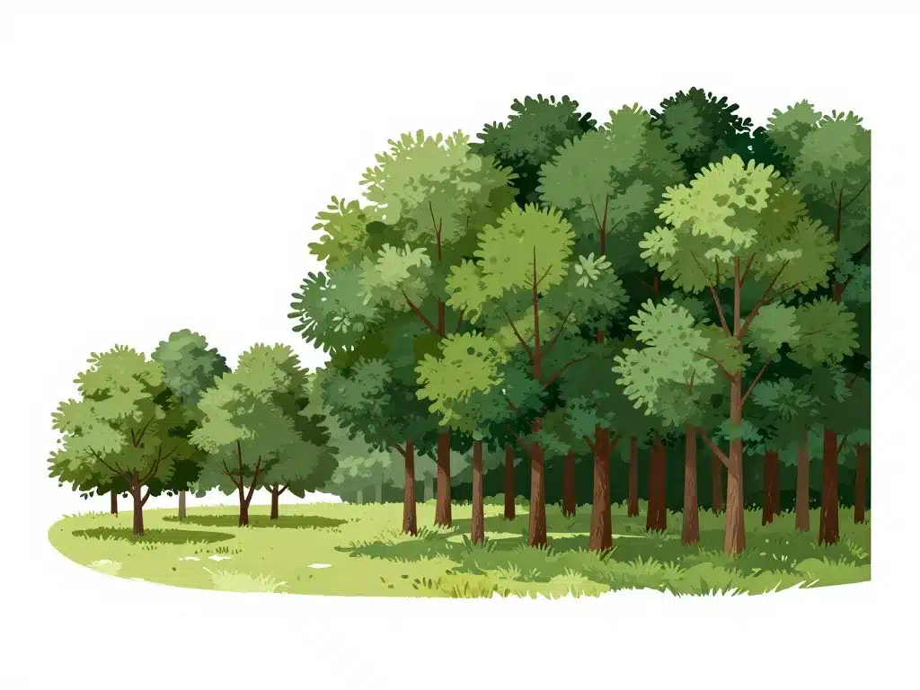 Diagramme comparant bois et forêt, différence entre bois et forêt