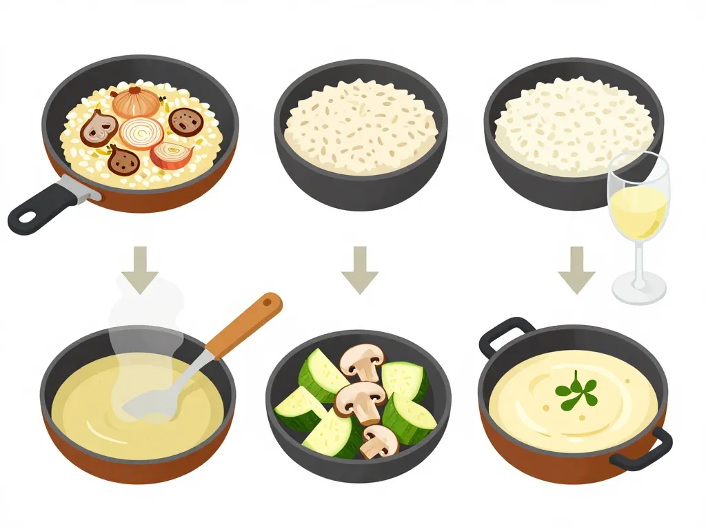 Étapes risotto aux courgettes et champignons visuel cuisson