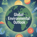 Illustration conceptuelle Global Environmental Outlook Terre icônes climat biodiversité