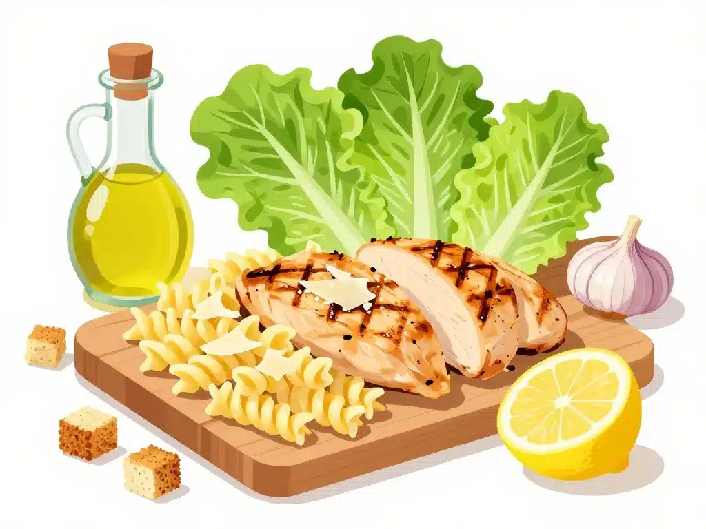 ingrédients salade de pâtes au poulet césar