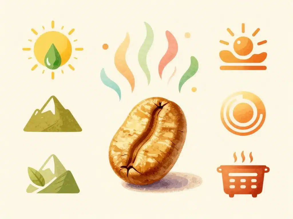 Symbole qualité meilleur cafe moulu fraicheur et origine