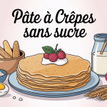 Pates a crepes sans sucre en pile, ingrédients naturels et fruits frais