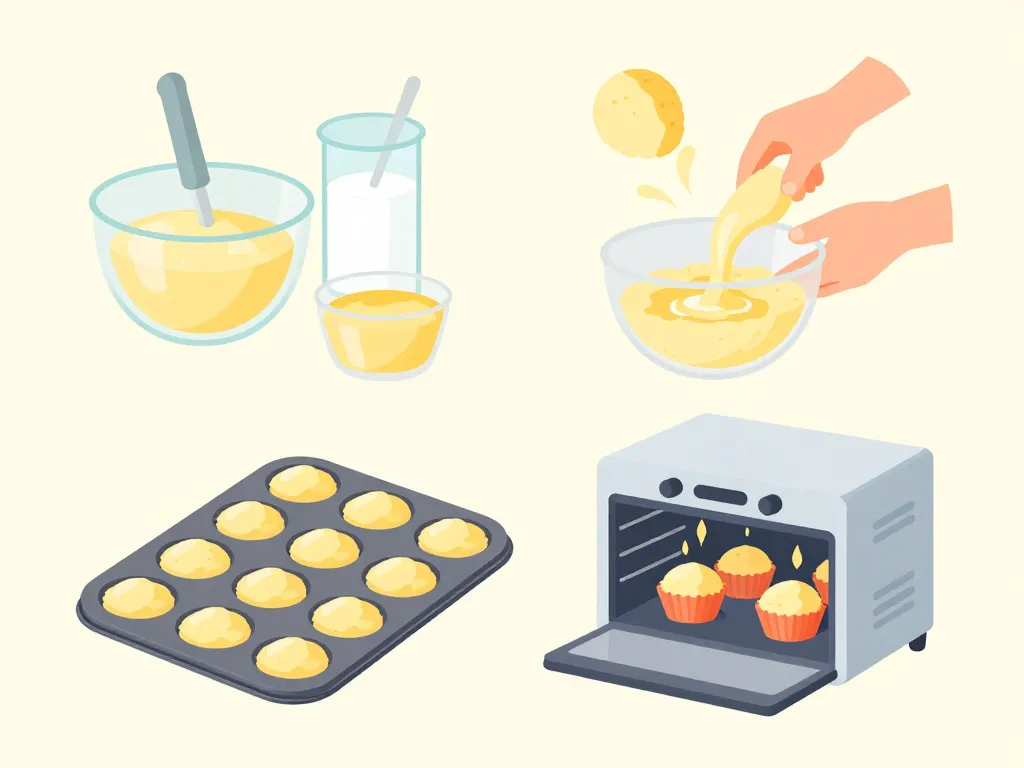 étapes préparation muffin fromage blanc concept diagramme