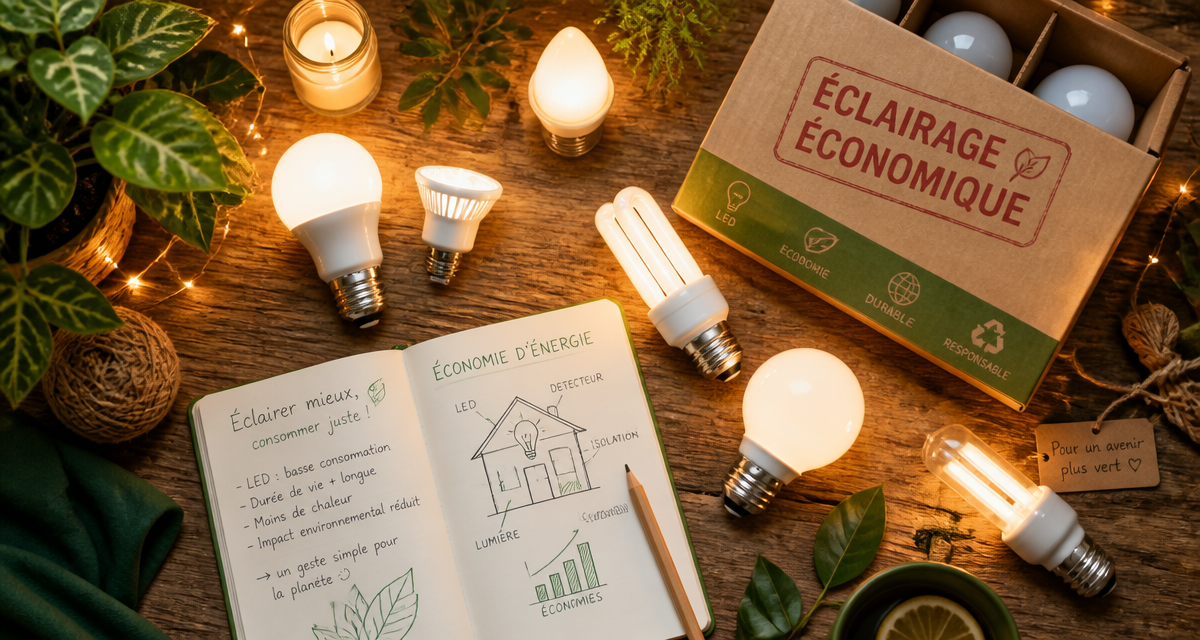 Ampoule economique LED et fluocompacte sur bois