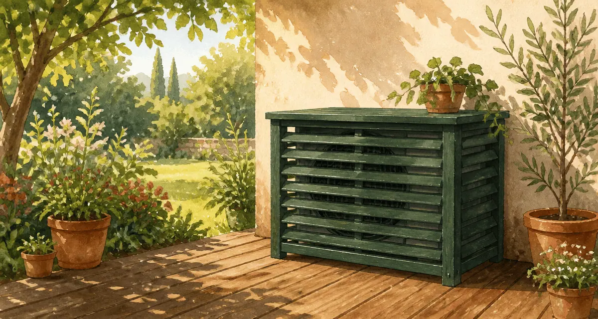 fabriquer un cache pompe à chaleur bois terrasse