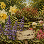 fleur en n dans un jardin printanier luxuriant