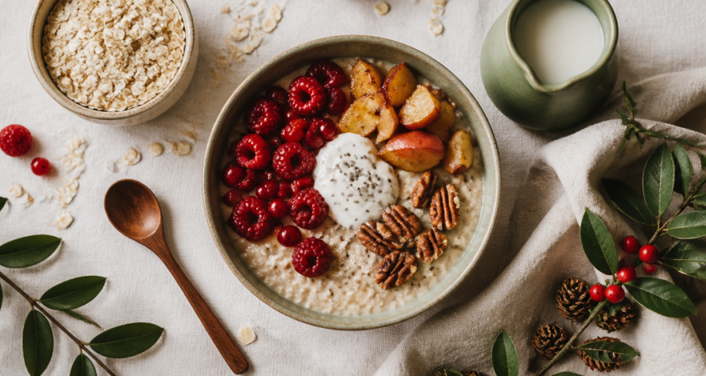 recette de porridge bol fruits noix
