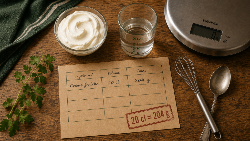 20 cl crème fraîche épaisse en gramme : 204 g