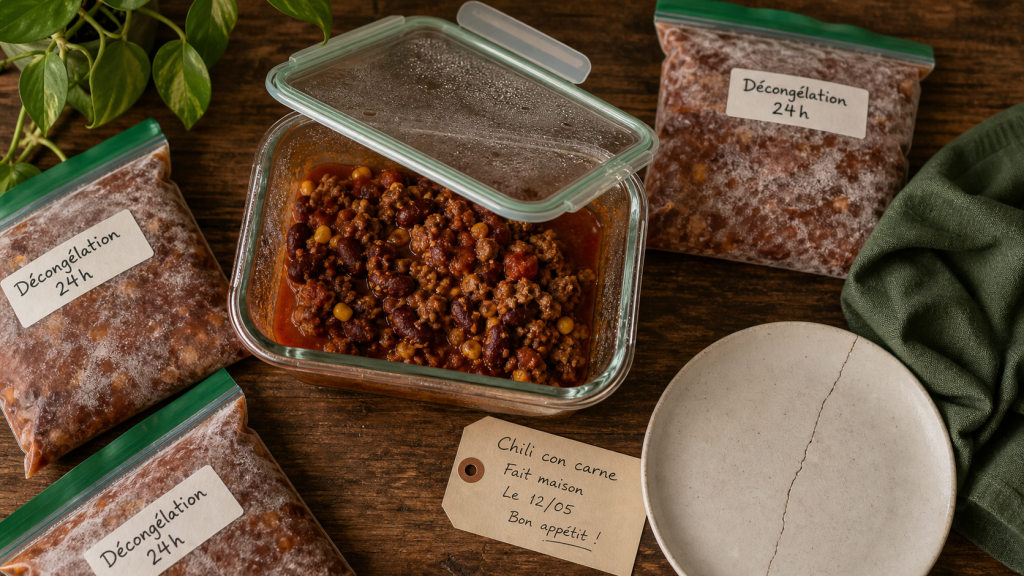 Produit décongelé combien de temps au frigo : chili encore humide
