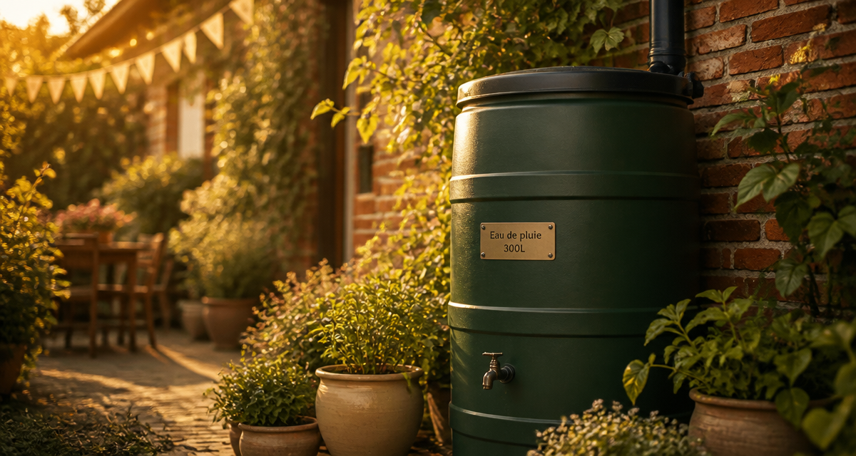recuperateur eau de pluie 300l vert jardin