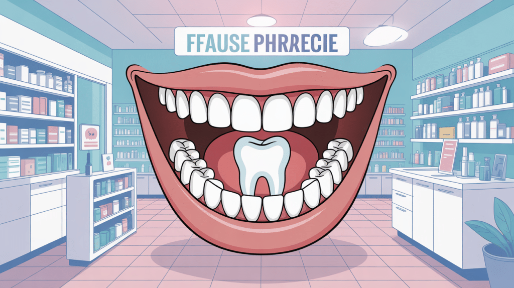 illustration fausse dent en pharmacie bouche pharmacie moderne
