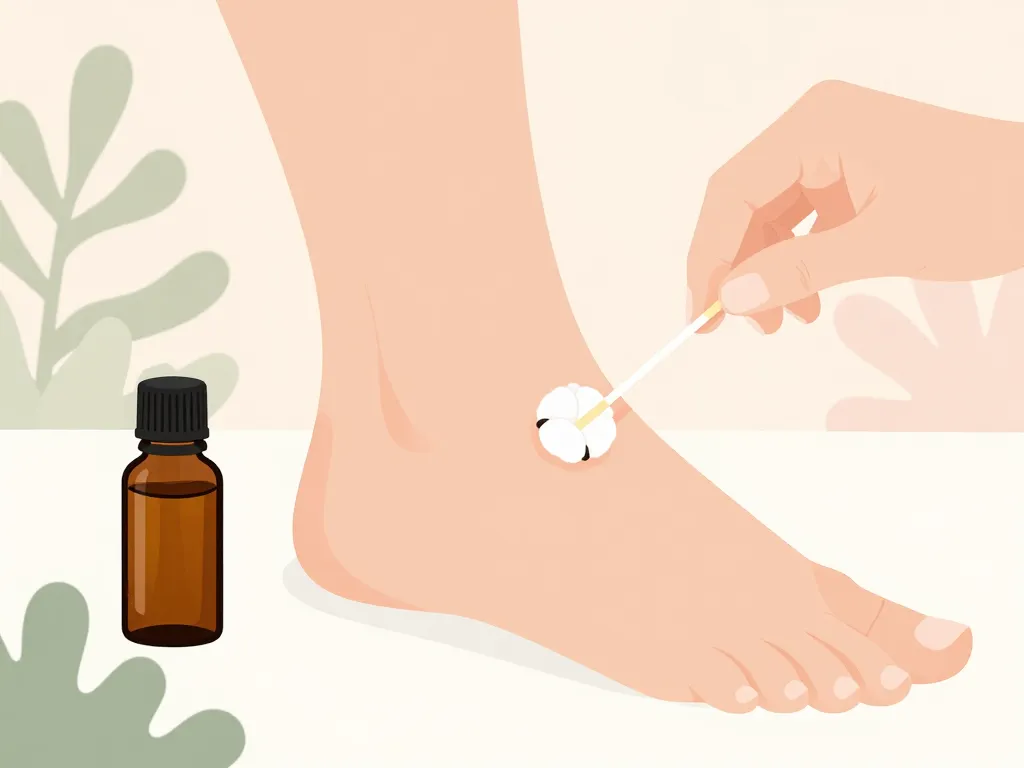 application sécurisée huile essentielle tea tree pour cors au pied