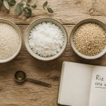 calories dans le riz cru et cuit sur une table