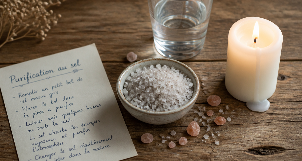 enlever le mauvais œil avec du sel, bol de sel, bougie, purification
