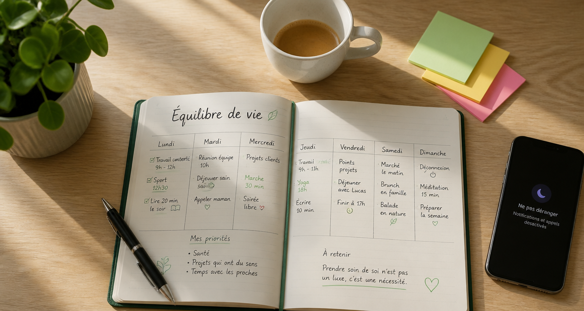 bureau organisé équilibre de vie