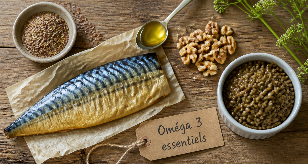 Omega 3 quel aliment sur table rustique