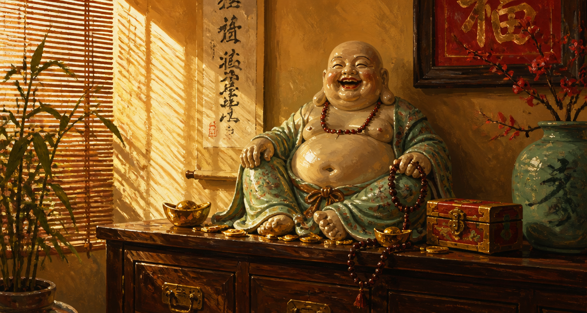 bouddha chinois statue ventru salon