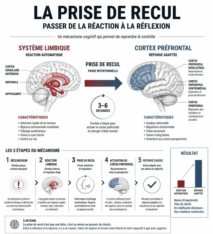Schéma explicatif du mécanisme psychologique de la prise de recul et de la gestion du stress
