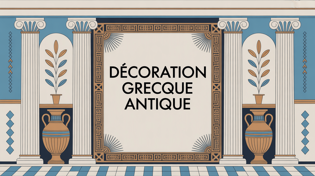 décoration grecque antique élégante colonnes vases couleurs méditerranéennes