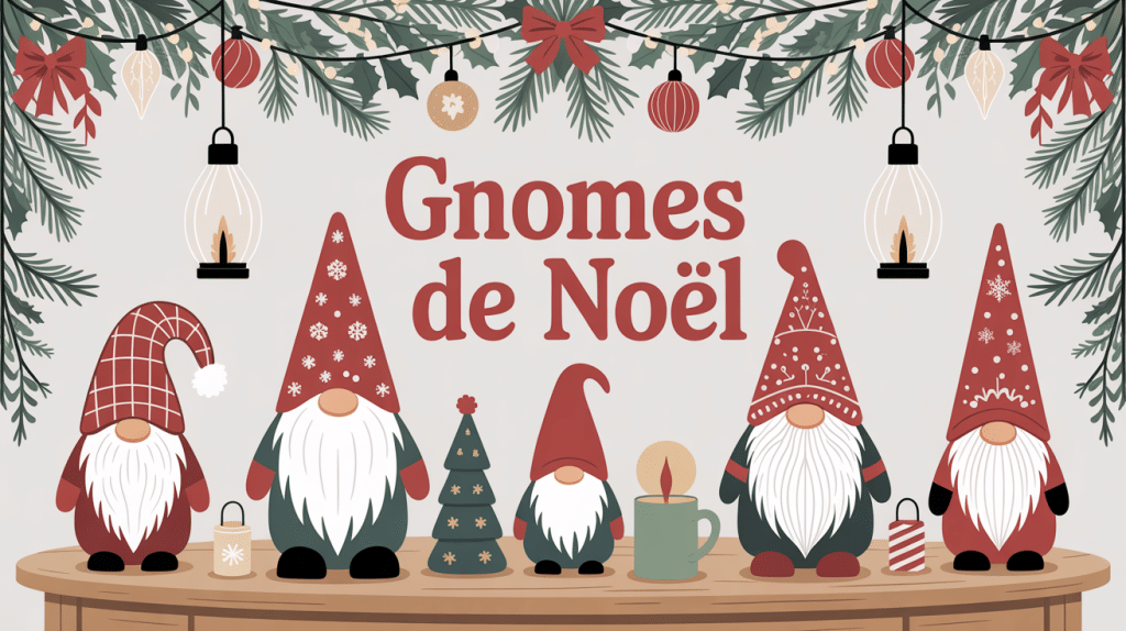 illustration gnomes de noel salon scandinave decoration
