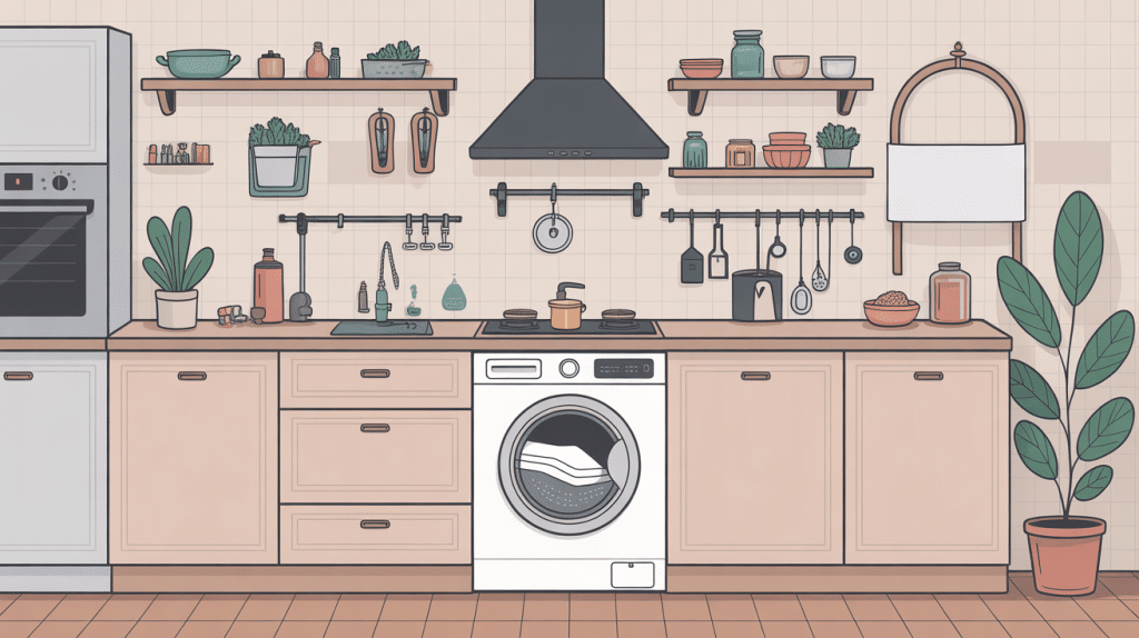 illustration raccordement lave vaisselle cuisine moderne