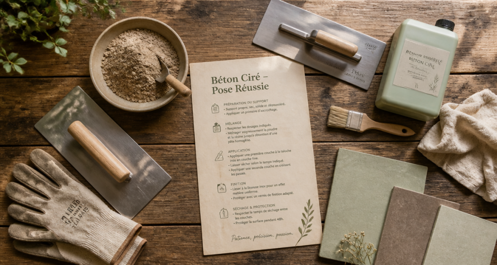 comment faire un beton cire outils sur table