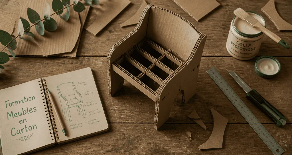 formation meubles en cartons maquette chaise outils