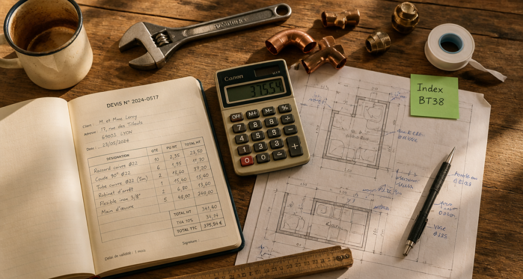 bt38 devis plombier outils