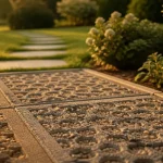 Dalle allee de jardin en dalles stabilisatrices, gravier drainant et joints