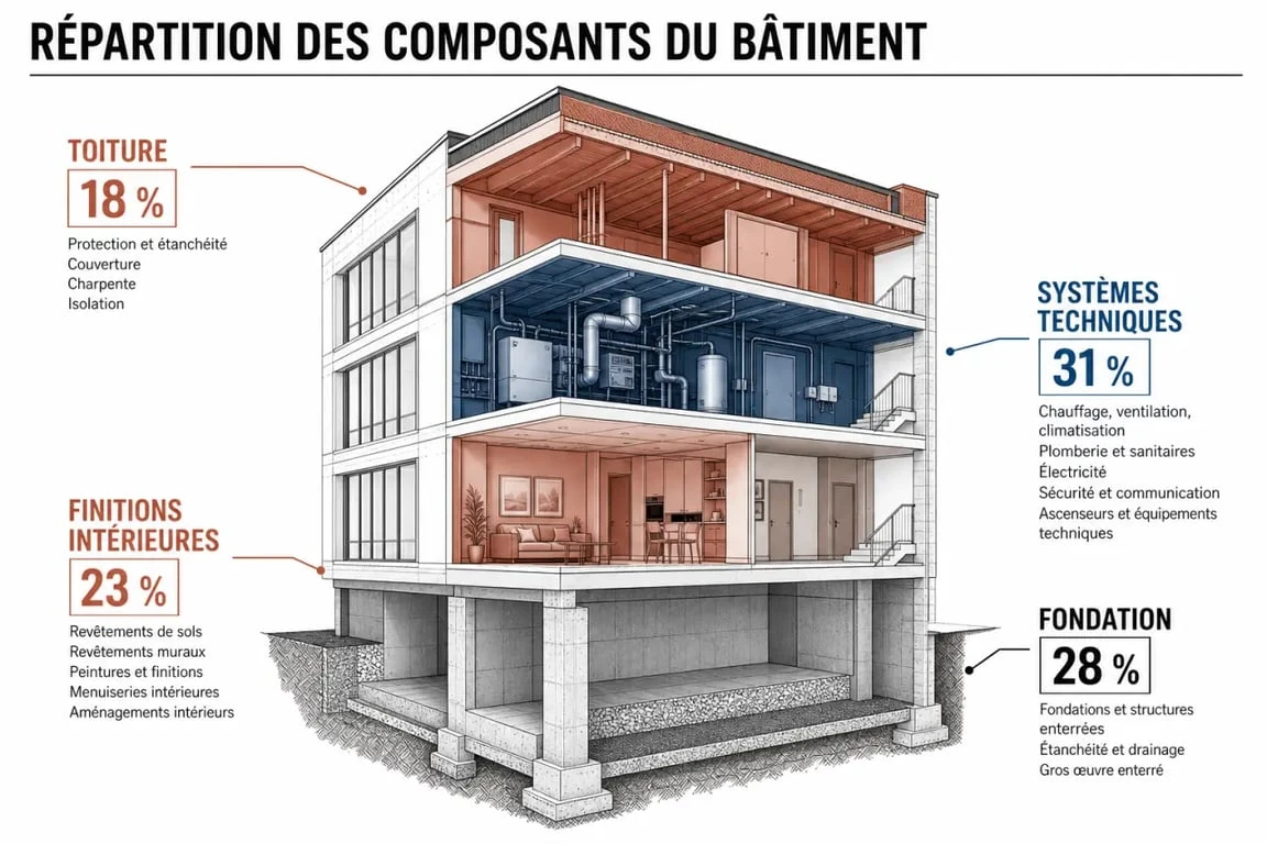 Tableau de décomposition d'un immeuble par composant pour l'amortissement comptable