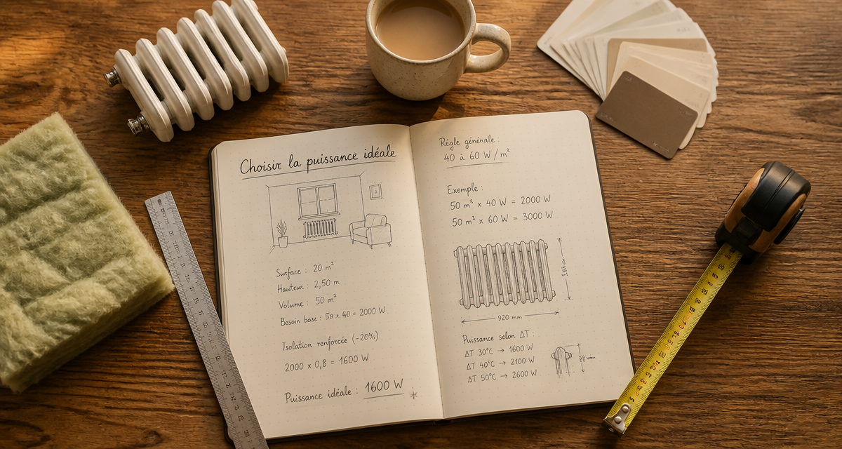 quelle puissance radiateur par m2 carnet calcul règle