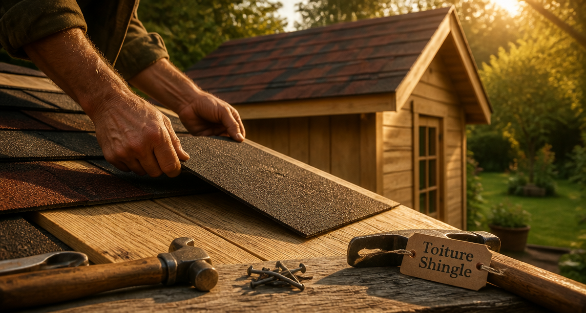 pose shingle toiture abri jardin