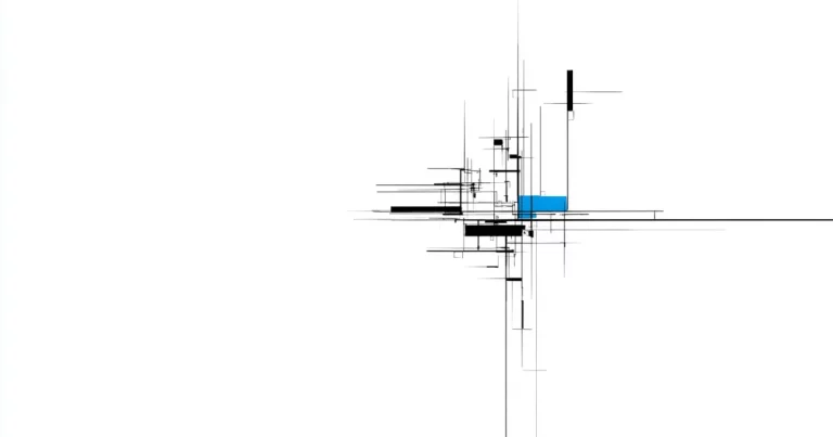 Minimal abstract diagram showing a single intersecting line fragment on a white background, representing structural simplicity in web design tools