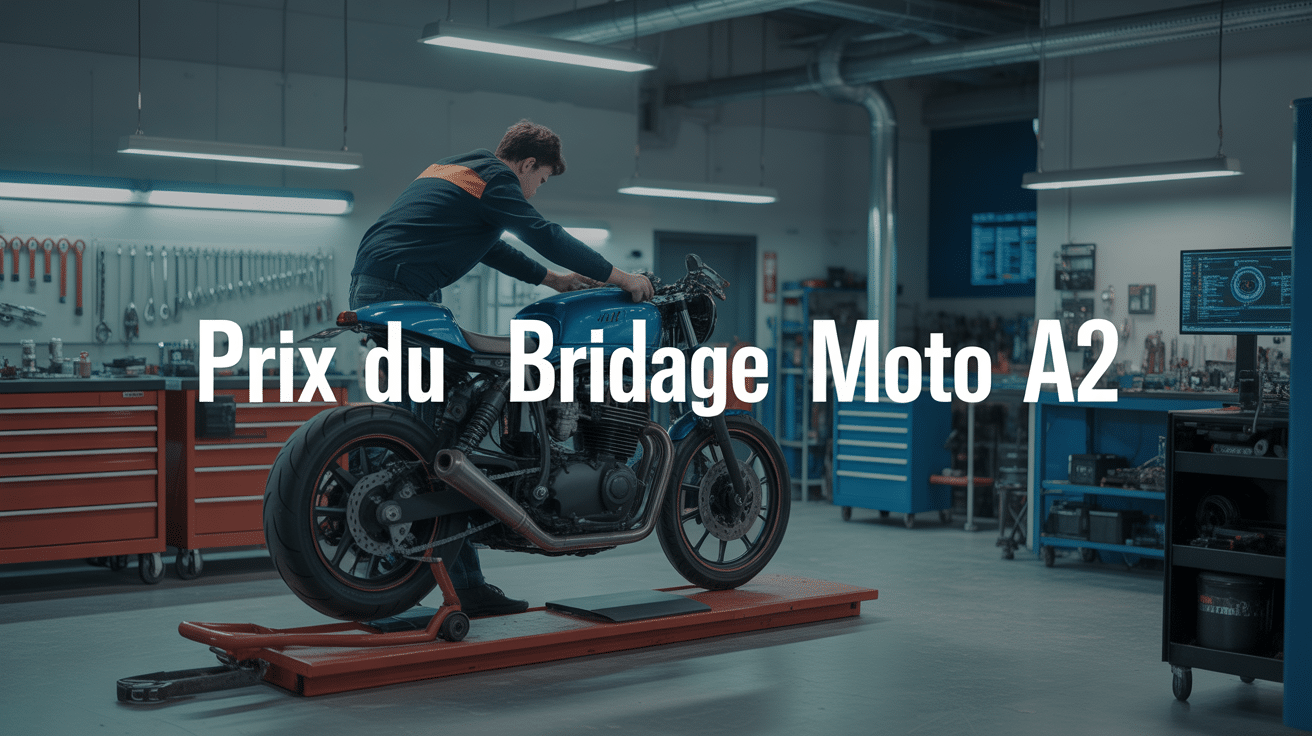 Vue atelier prix bridage moto A2 avec mécanique