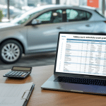 tableau suivi entretien véhicule excel gratuit affiché sur ordinateur portable