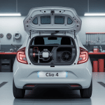 Vue détaillée trappe essence Clio 4 fond atelier