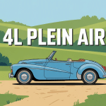 4l plein air cabriolet bleu clair paysage campagne