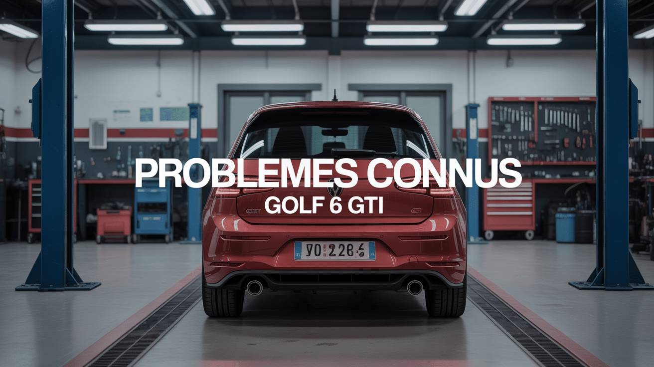 Golf 6 GTI problème connu voiture rouge perspective garage