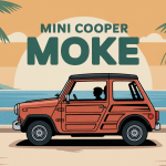 mini cooper moke véhicule ouvert route côtière vintage
