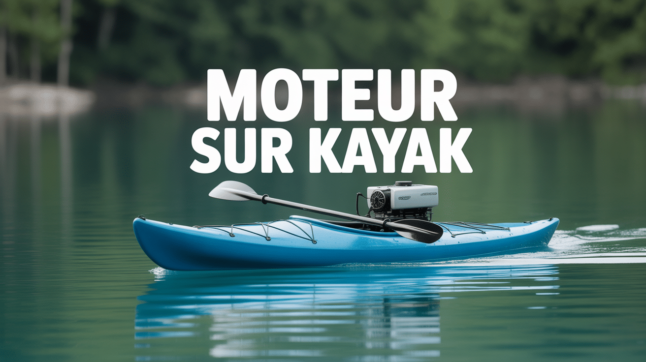 moteur sur kayak électrique sur lac tranquille