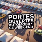vue aérienne du parking portes ouvertes voitures ce week-end 2024