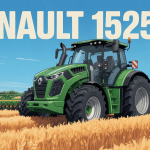 renault 1525f3 tracteur vert dans champ de cereales