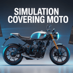 simulation covering moto sur ordinateur ambiance technologique
